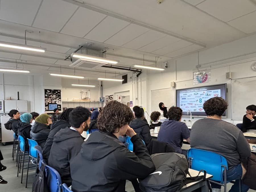 Students learning about employers offering apprenticeships